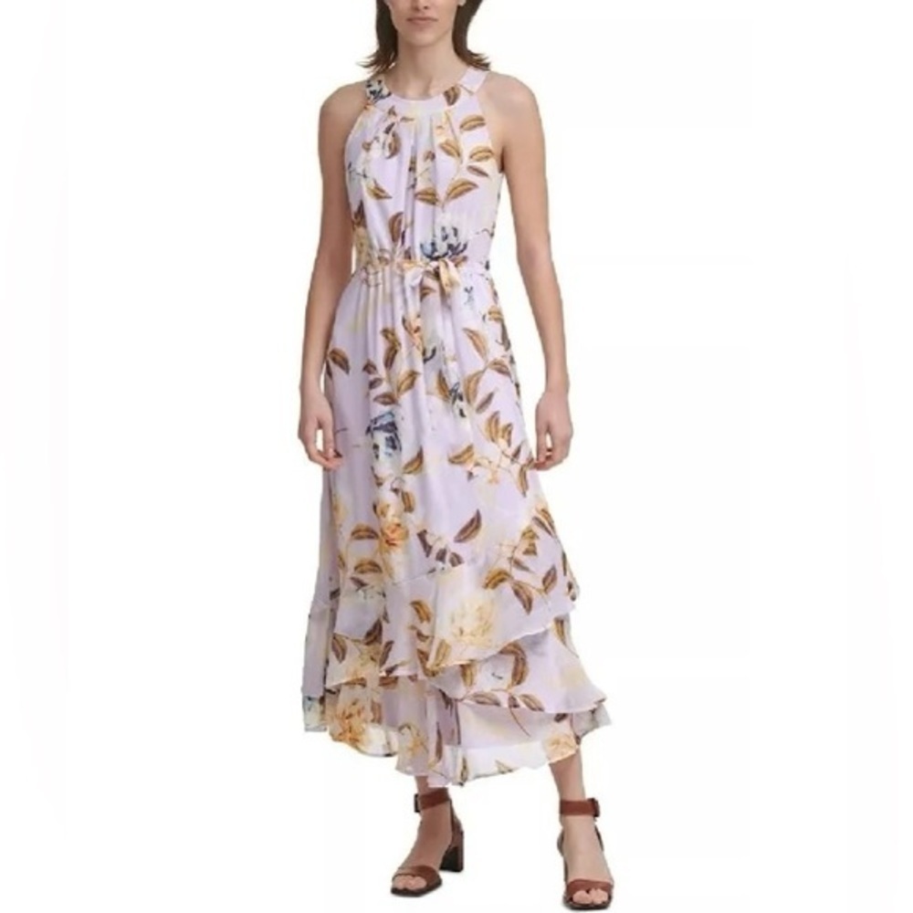 Calvin Klein Pastel Floral Chiffon Maxi Dress Size
4 Orchid